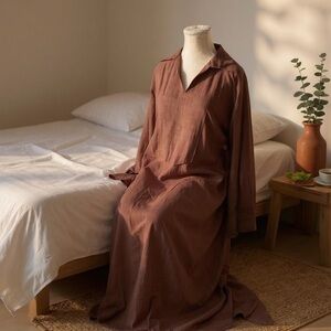 Elegant Brown Linen Abaya